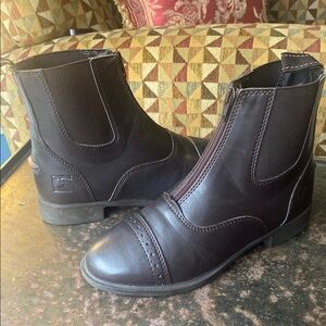Riding Sport Dover Saddlery Kids Brown Provenance Leather Zip Paddock Boots 5
